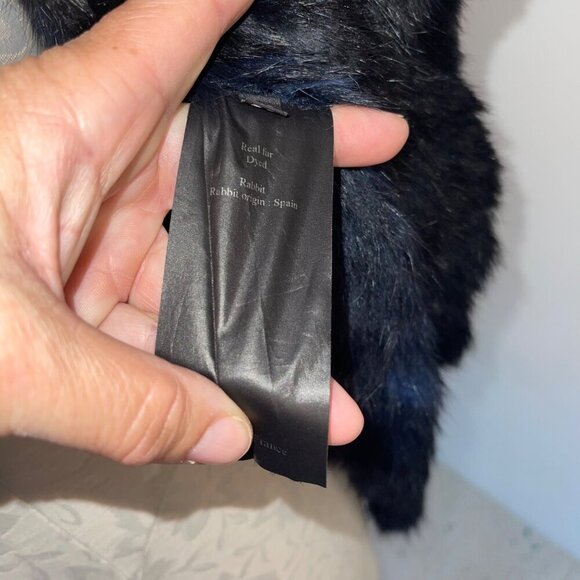 Yves Salomon Womens Vest Size Small Black Rabbit Fur Open Casual France - Picture 7 of 8